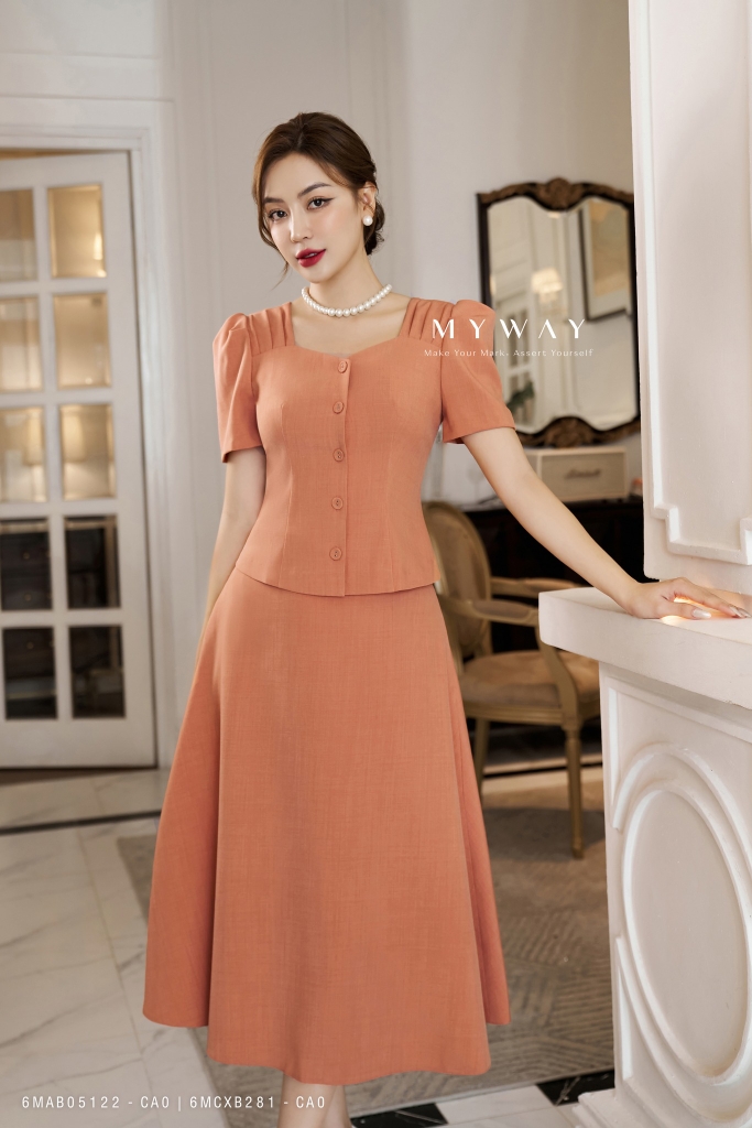 (2 màu) Chân váy xòe rủ A-line cạp cao basic