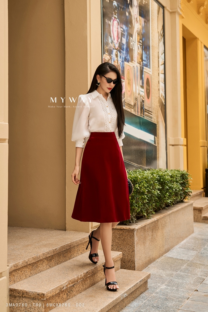 21/V065/01/VÁY NHUNG XÒE A, TL, MẬN Zen Fashion