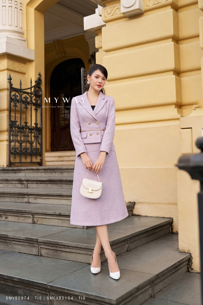 Chân váy EVA DE EVA dạ tweed xám