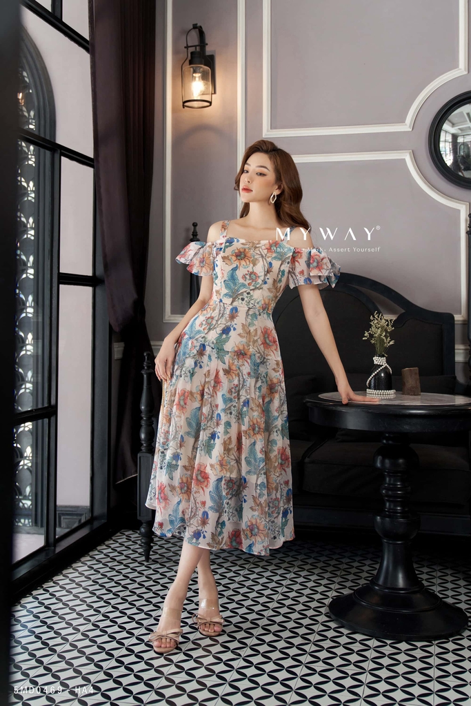 20/V074/01 VÁY VOAN XÒE, TRỄ VAI, NỐT NHẠC Zen Fashion