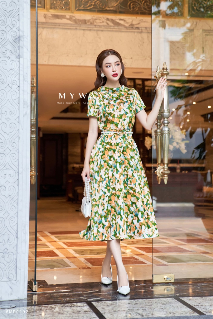 Đầm xòe cổ điển họa tiết hoa nhiệt đới Floral | My Way Fashion ...