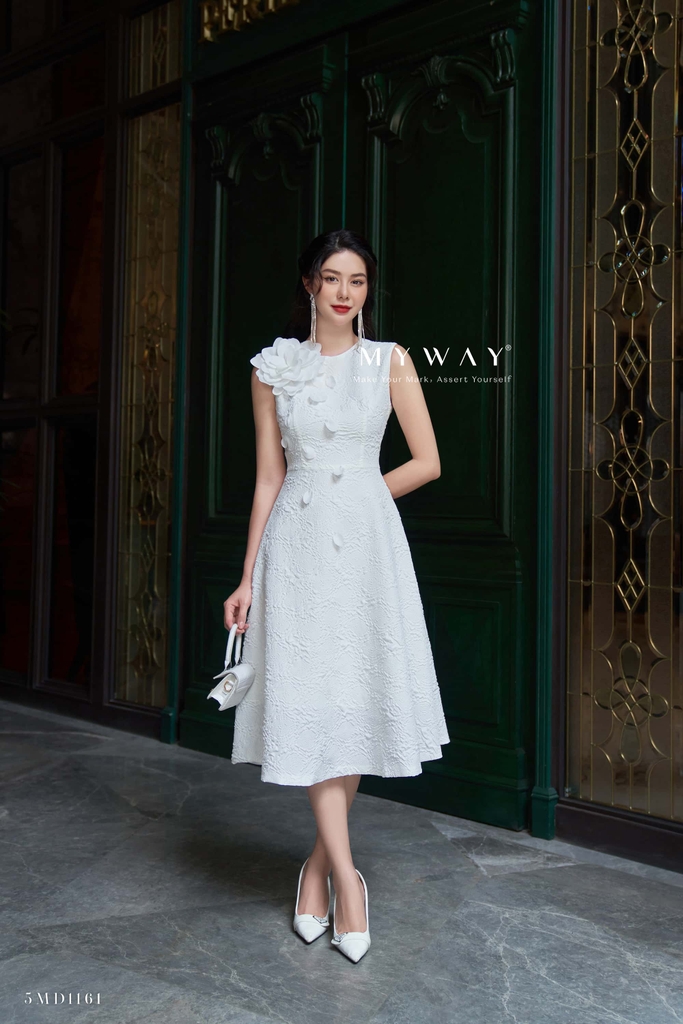 Đầm chữ A sát nách phối chỉ trắng KK140-20 | Thời trang công sở K&K Fashion
