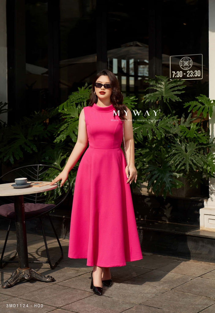 Đầm xòe sát nách cổ cách điệu Fuchsia BIG SIZE | My Way Fashion ...