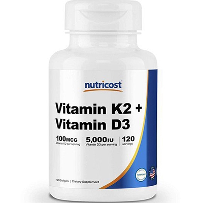 Vitamin D3+K2 Nutricost (120 viên)