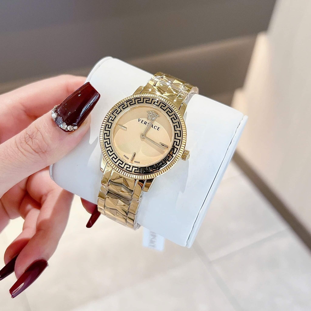 Đồng Hồ Nữ Versace Tribute Dây Thép Vàng Mặt Vàng Size 35mm Quartz
