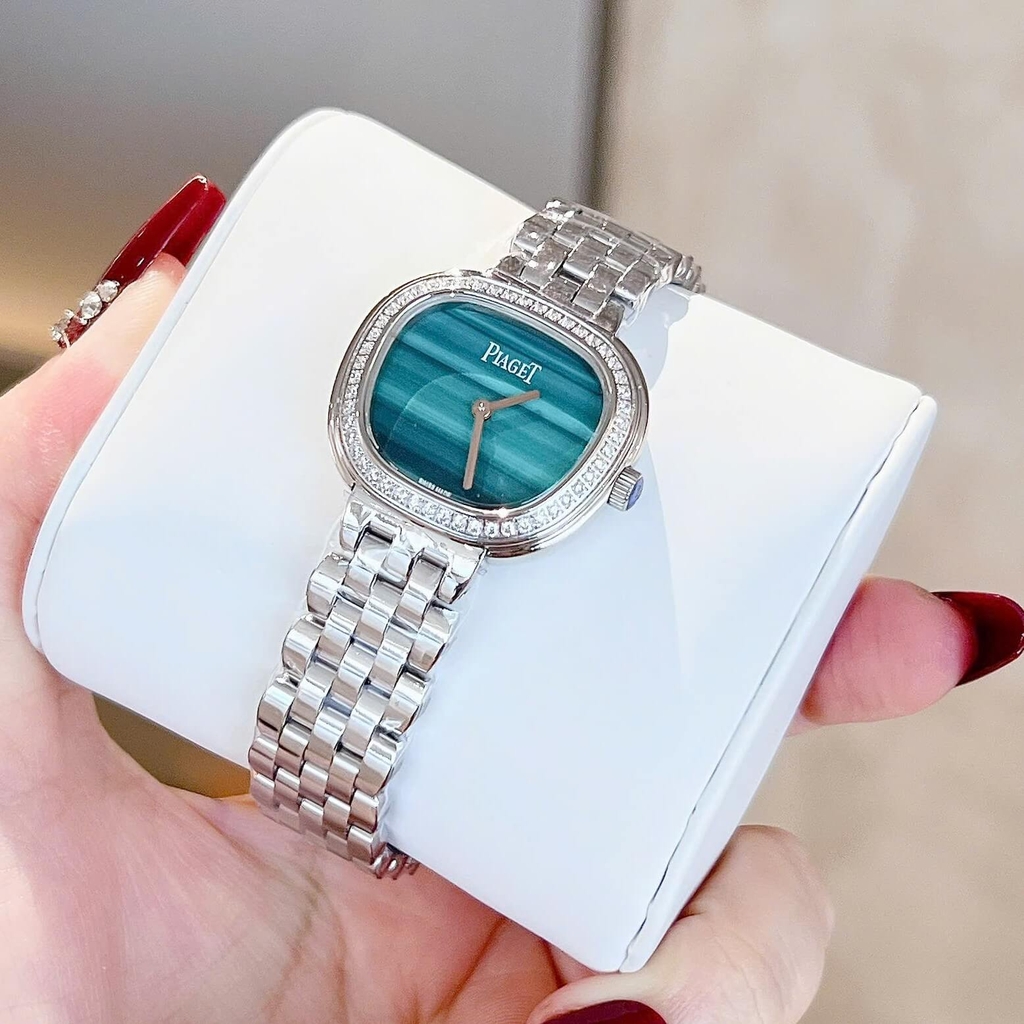 Đồng Hồ Nữ Piaget Limelight Sixtie Steel Diamond Size 29x25.3mm Vỏ Thép Bạc Mặt Xanh Viền Đá