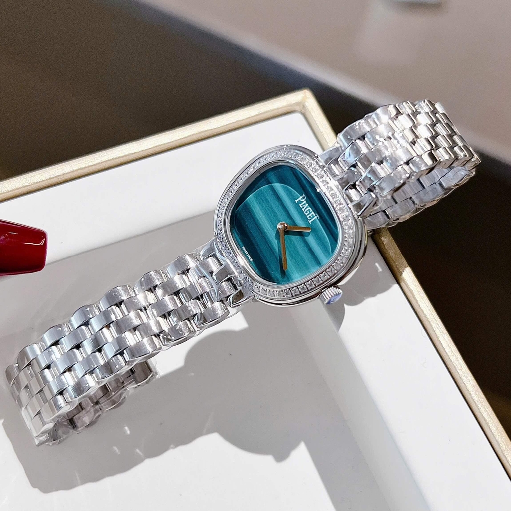 Đồng Hồ Nữ Piaget Limelight Sixtie Steel Diamond Size 29x25.3mm Vỏ Thép Bạc Mặt Xanh Viền Đá