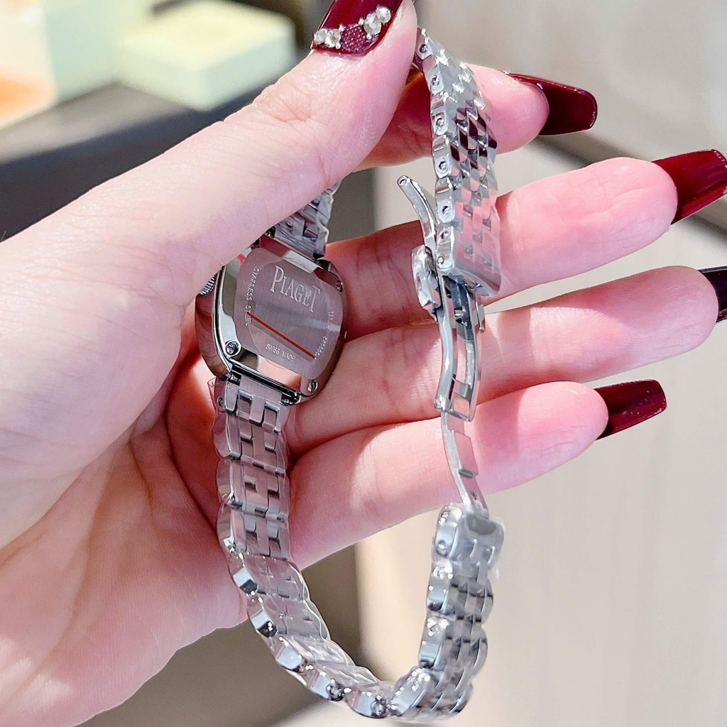Đồng Hồ Nữ Piaget Limelight Sixtie Steel Diamond Size 29x25.3mm Vỏ Thép Bạc Mặt Xanh Viền Đá