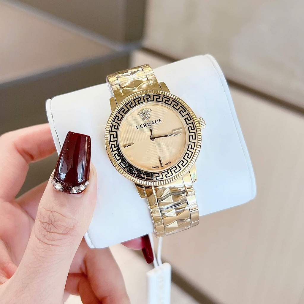 Đồng Hồ Nữ Versace Tribute Dây Thép Vàng Mặt Vàng Size 35mm Quartz