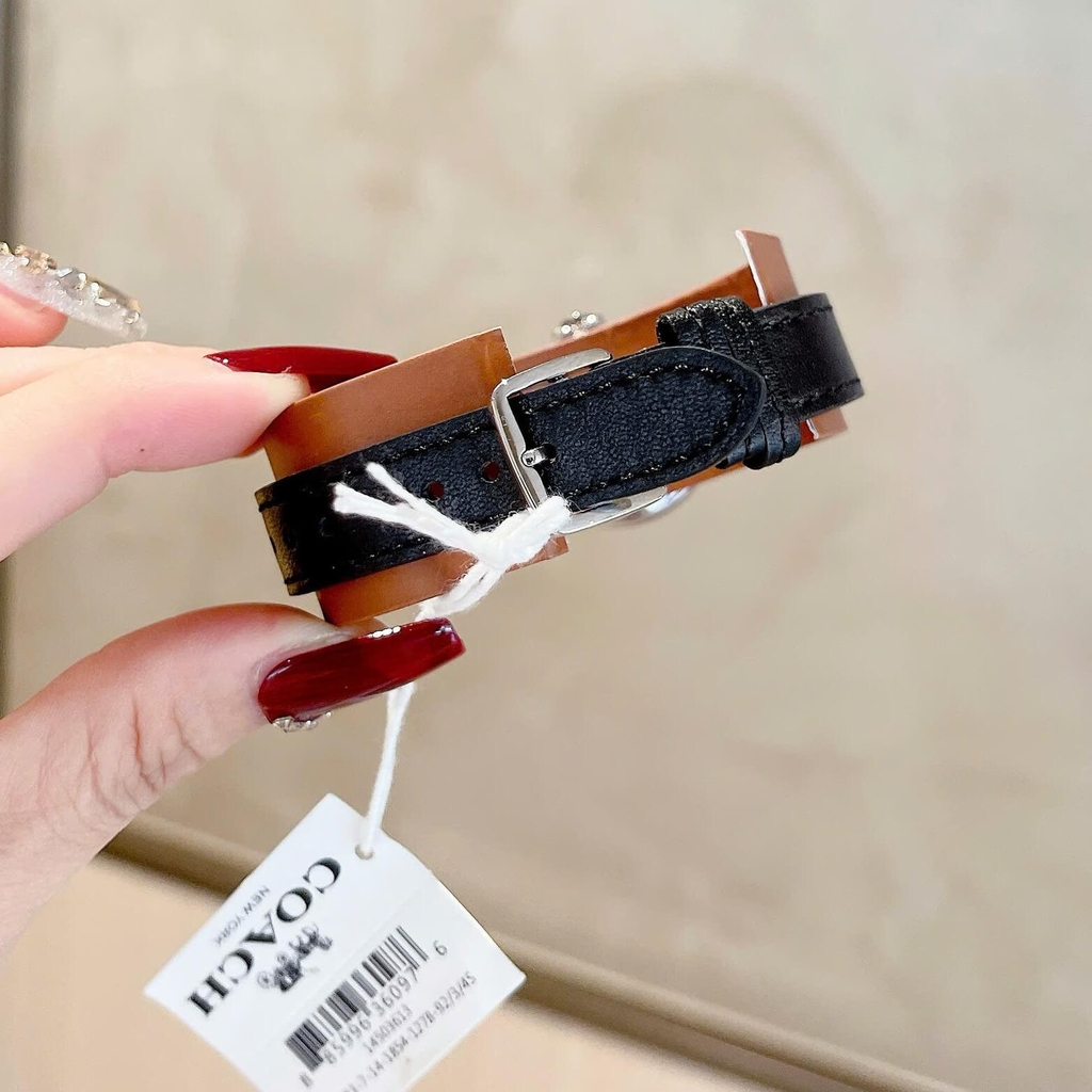 Đồng Hồ Nữ Coach Arden Size 28mm Dây Da Hồng Mặt Trắng Vỏ Silver Quartz