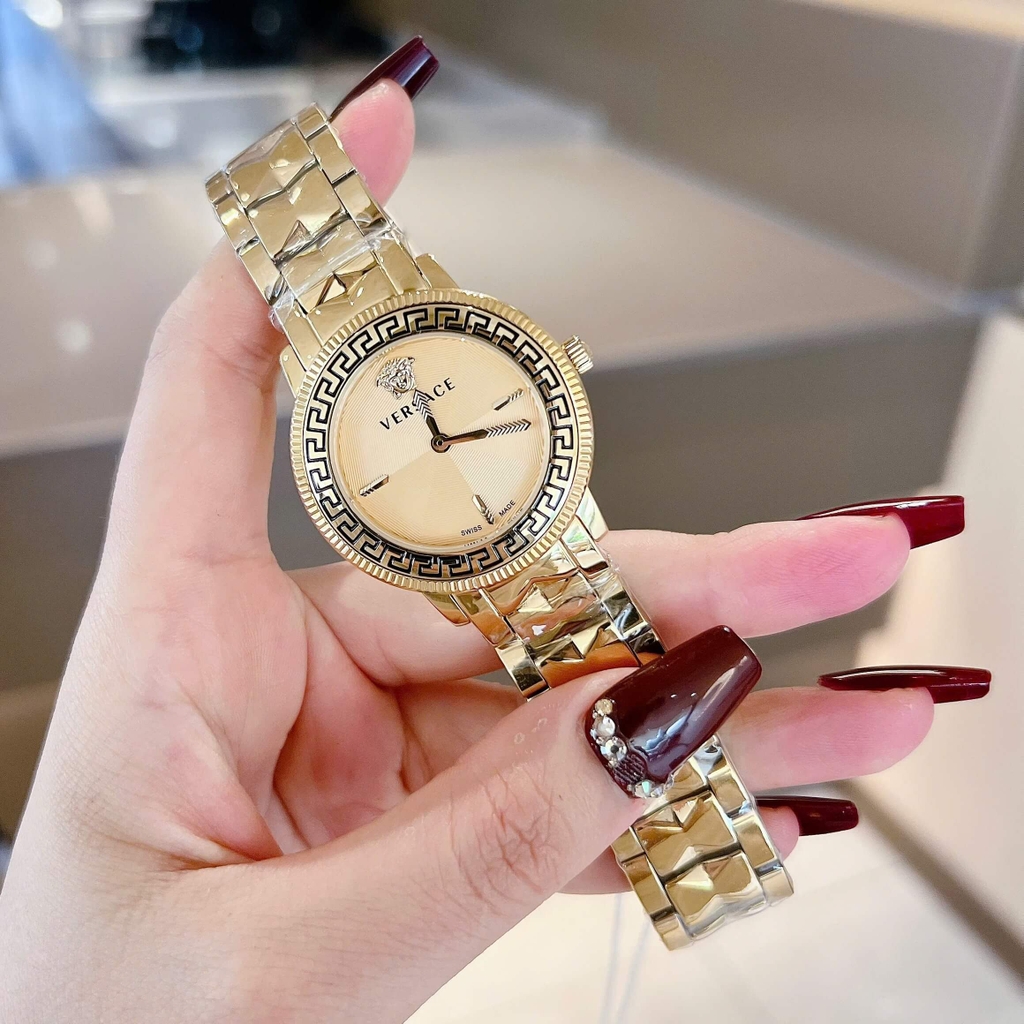 Đồng Hồ Nữ Versace Tribute Dây Thép Vàng Mặt Vàng Size 35mm Quartz