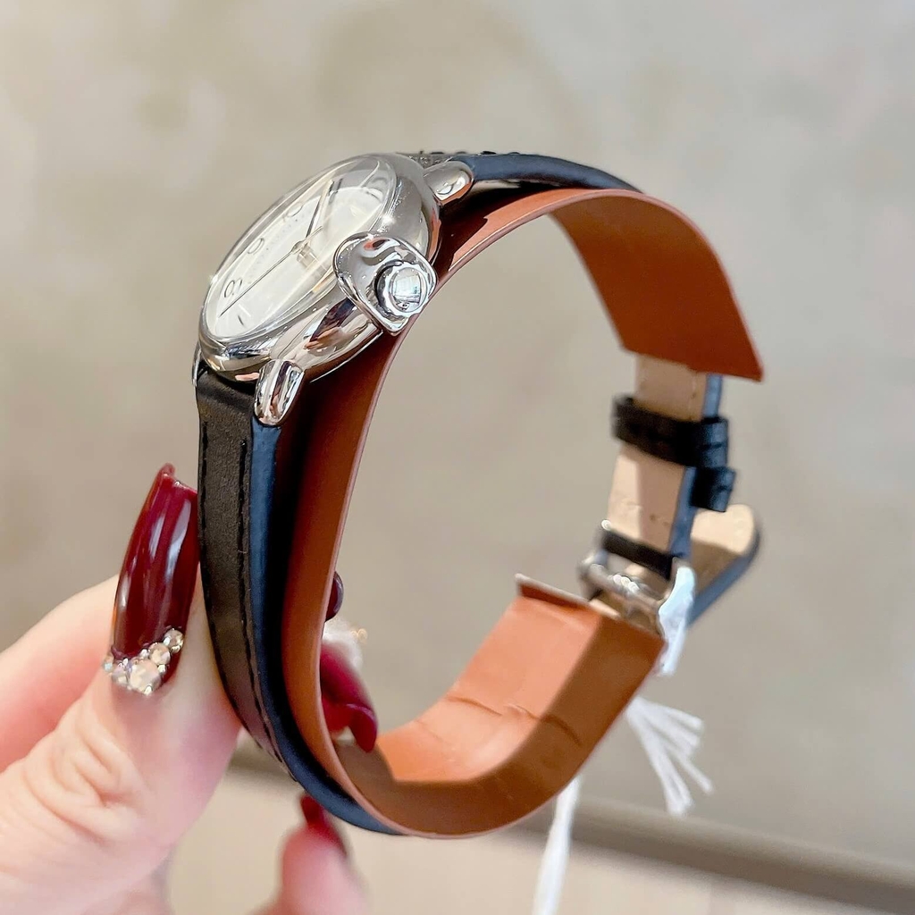 Đồng Hồ Nữ Coach Arden Size 28mm Dây Da Hồng Mặt Trắng Vỏ Silver Quartz