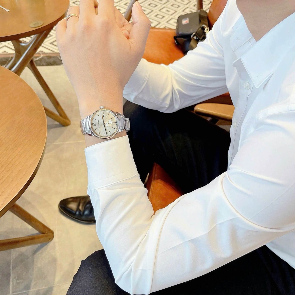 Đồng Hồ Nam Burberry BU10004 Máy Thụy Sĩ Quartz Size 40mm Dây Thép Silver Mặt Trắng