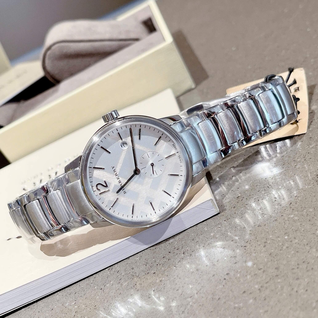 Đồng Hồ Nam Burberry BU10004 Máy Thụy Sĩ Quartz Size 40mm Dây Thép Silver Mặt Trắng