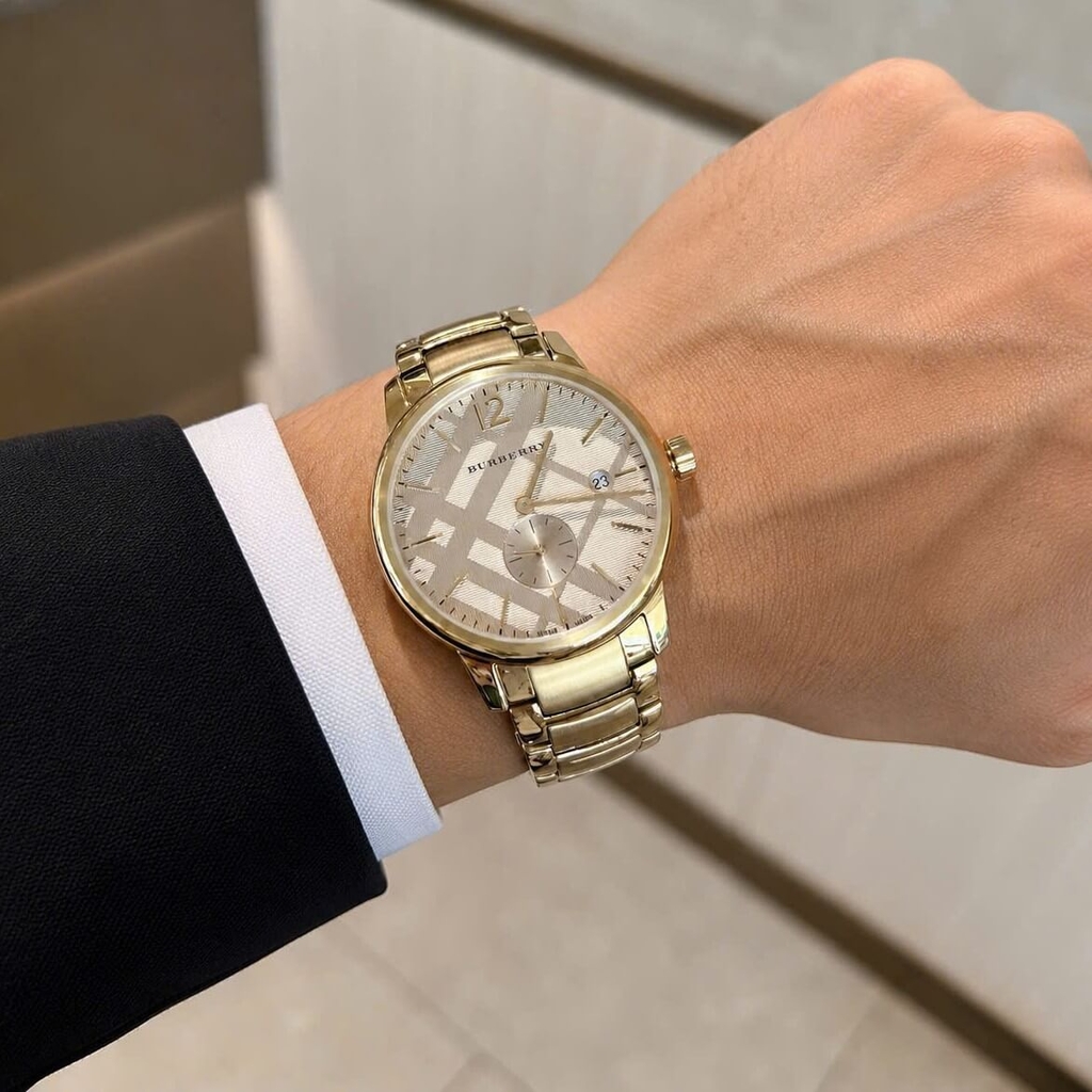 Đồng Hồ Nam Burberry BU10006 Máy Thụy Sĩ Quartz Size 40mm Dây Thép Màu Vàng Gold