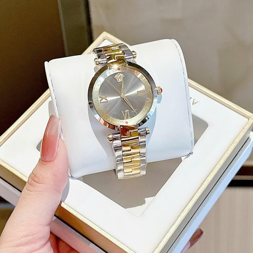 Đồng Hồ Nữ Versace Revive Màu Demi Vàng Mặt Xám Gương Size 35mm