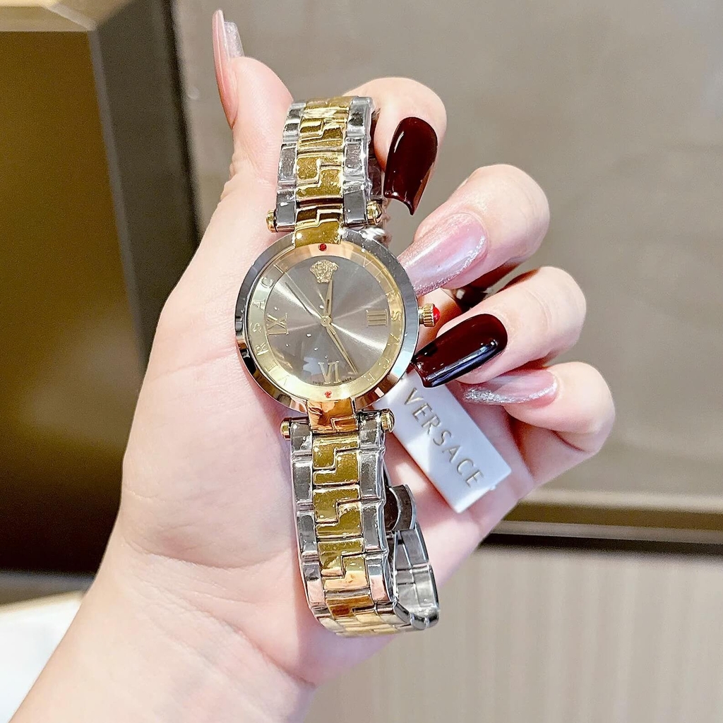 Đồng Hồ Nữ Versace Revive Màu Demi Vàng Mặt Xám Gương Size 35mm