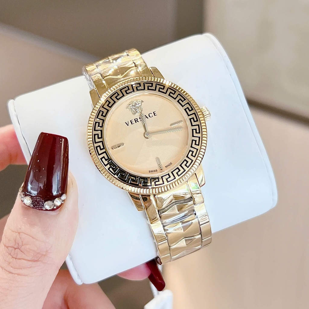 Đồng Hồ Nữ Versace Tribute Dây Thép Vàng Mặt Vàng Size 35mm Quartz