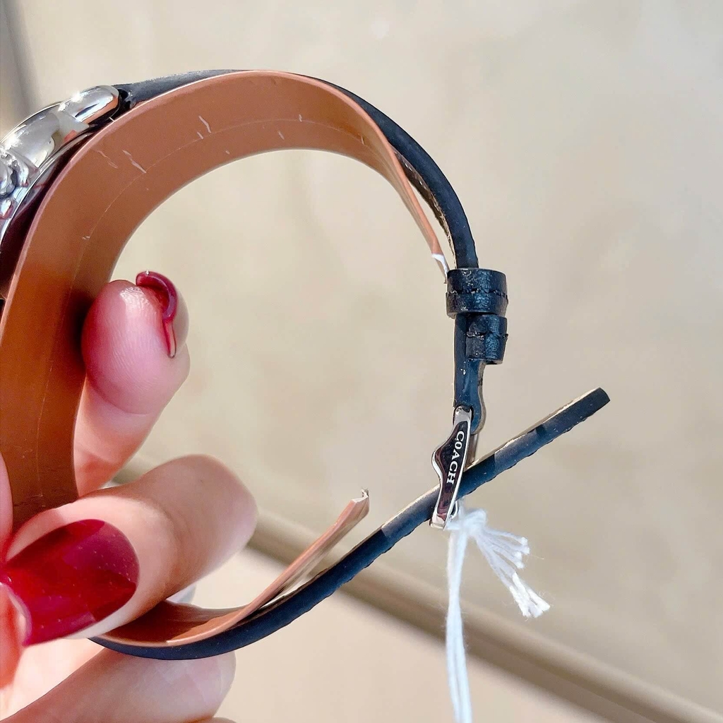 Đồng Hồ Nữ Coach Arden Size 28mm Dây Da Hồng Mặt Trắng Vỏ Silver Quartz