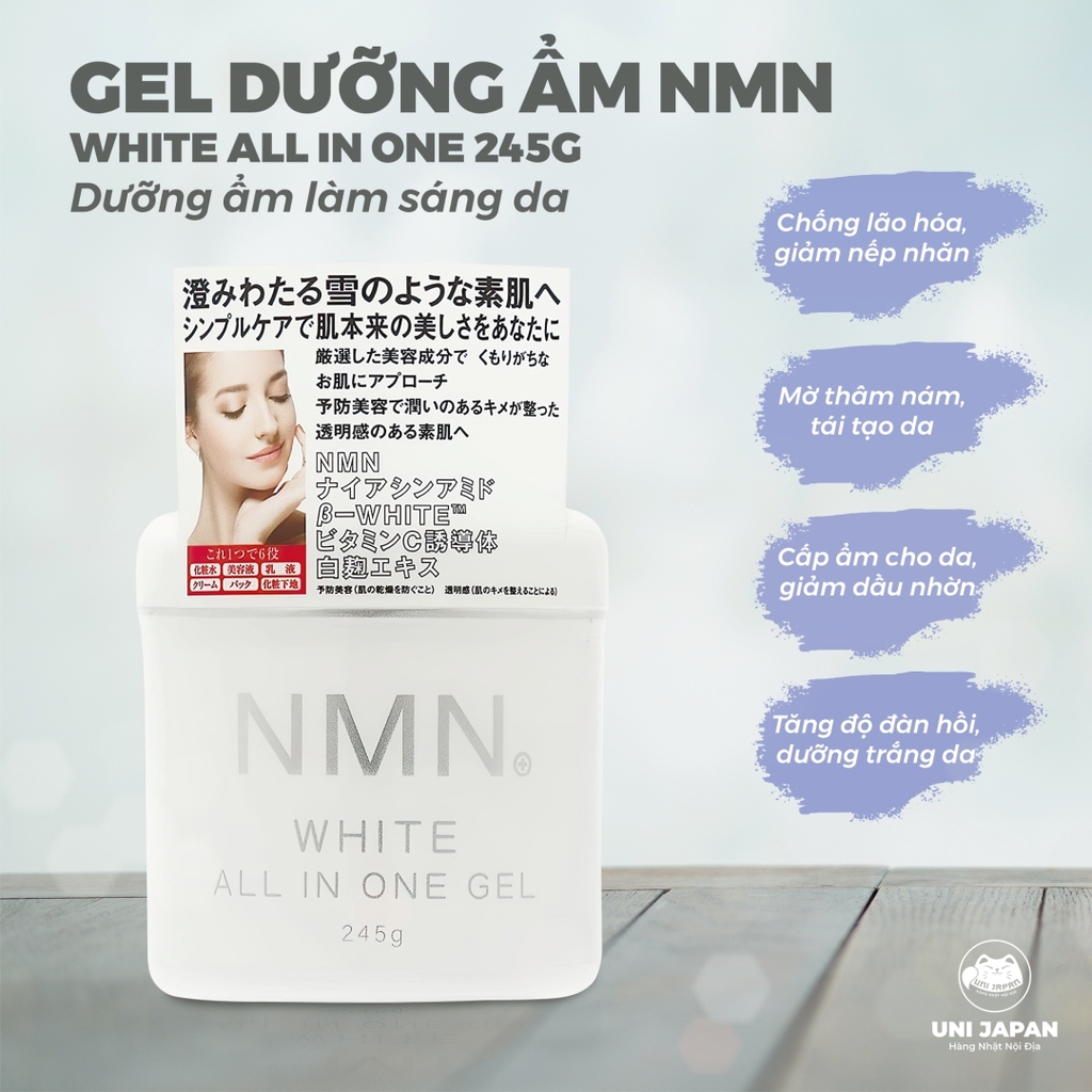 Gel dưỡng trắng da chống lão hóa NMN White All In One 245g