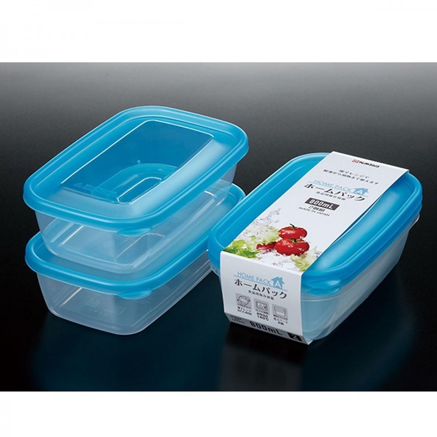 Set 2 hộp nhựa 800ml màu xanh