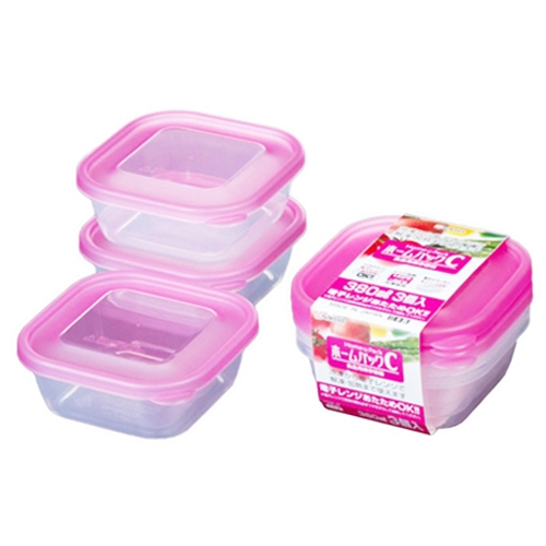 Set 3 hộp nhựa 380ml màu hồng Nakaya