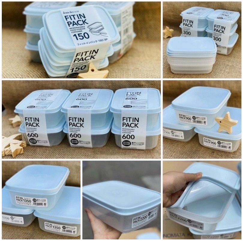 Set 2 hộp nhựa nắp dẻo 600ml xanh mint