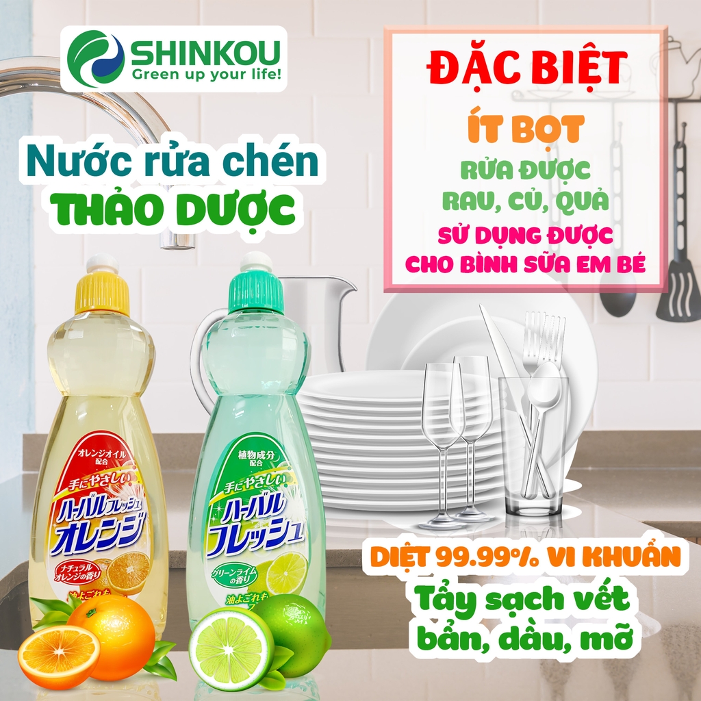 Nước rửa chéndiệt khuẩn tinh chất chanh Mitsuei