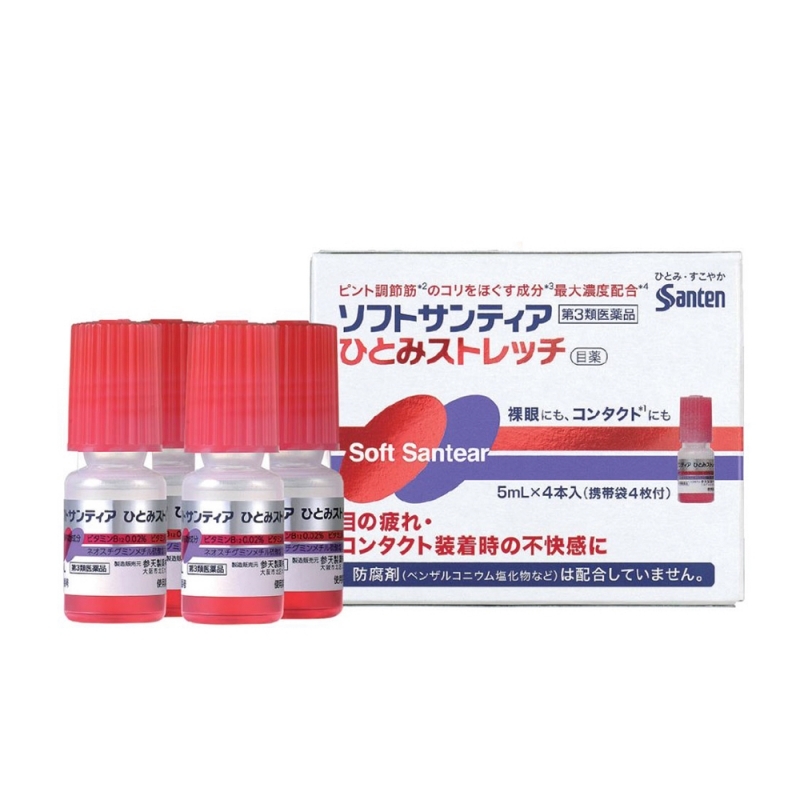 Nước nhỏ mắt nhân tạo Santen Soft Santear Hitomi Stretch 5ml - dùng nhiều máy tính