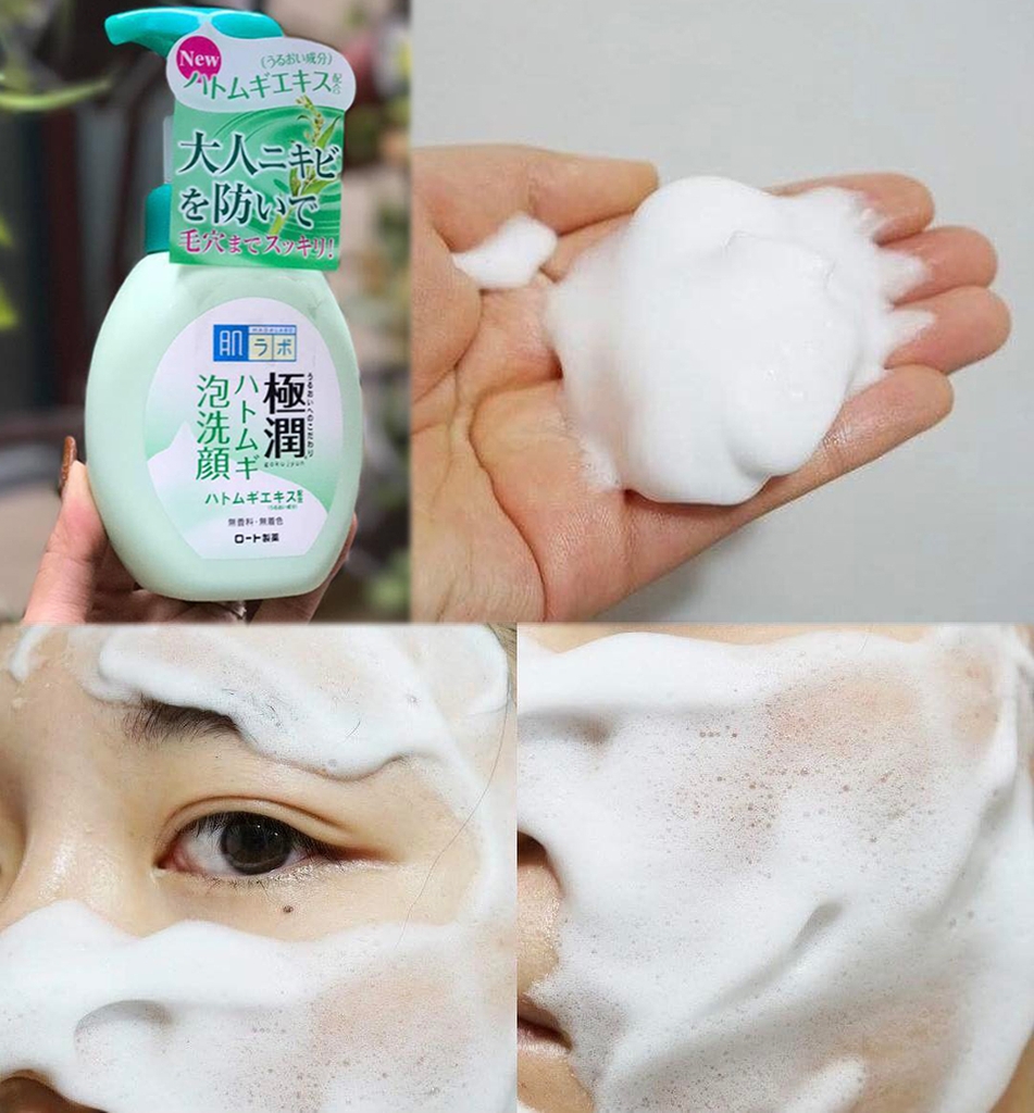 Sữa Rửa Mặt Tạo Bọt Hadalabo màu xanh cho da dầu 160ml