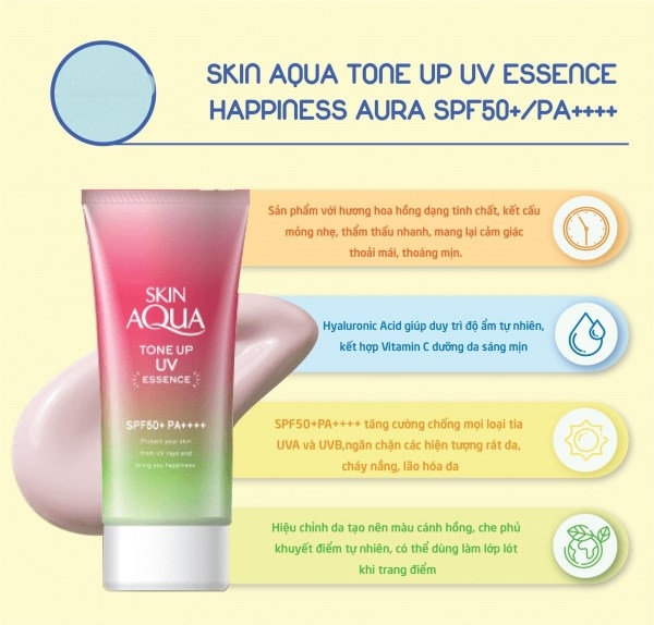 Kem chống nắng Skin Aqua Tone Up UV Essence Happiness Aura 80g