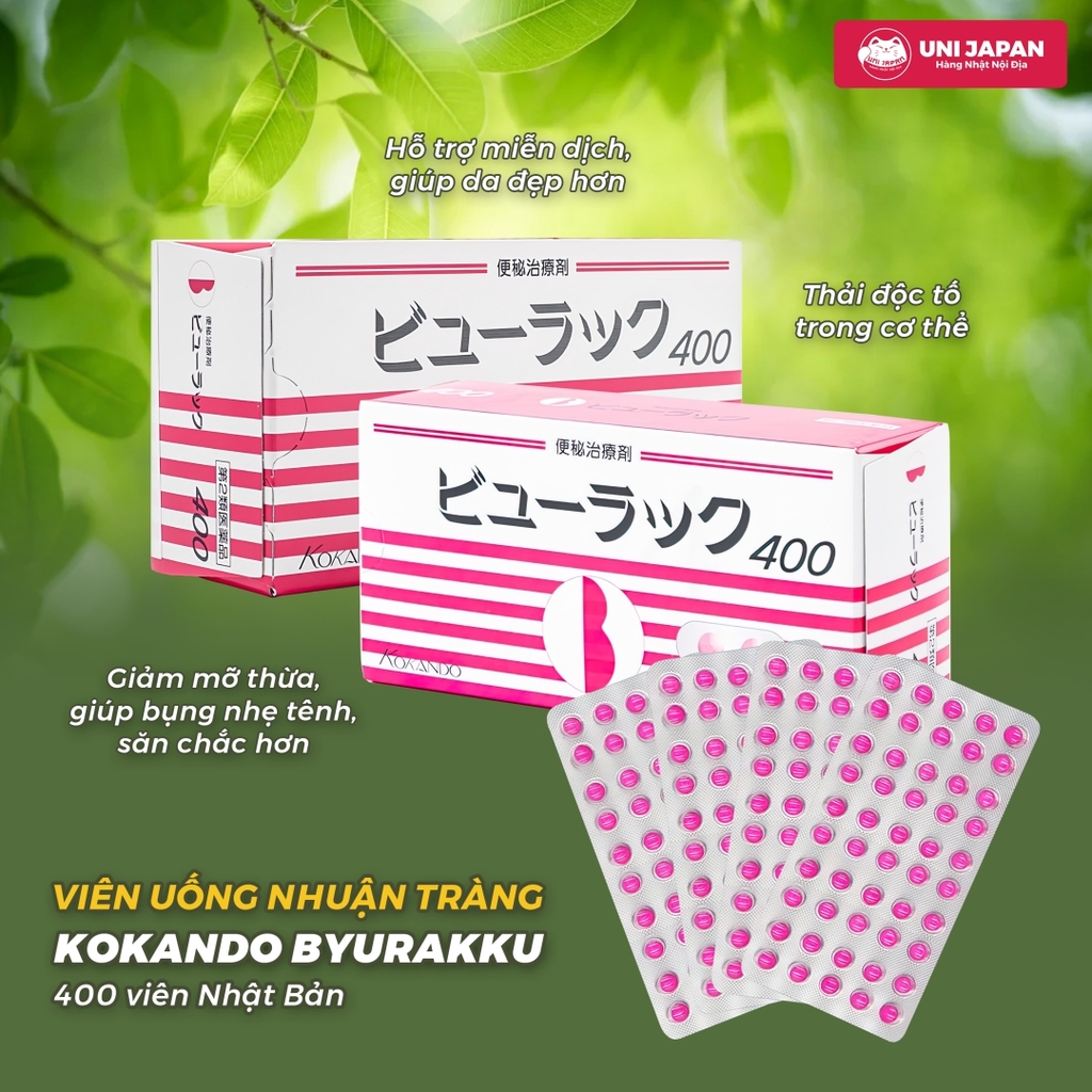 Viên uống nhuận tràng, giảm táo bón Kokando Byurakku hộp 400 viên