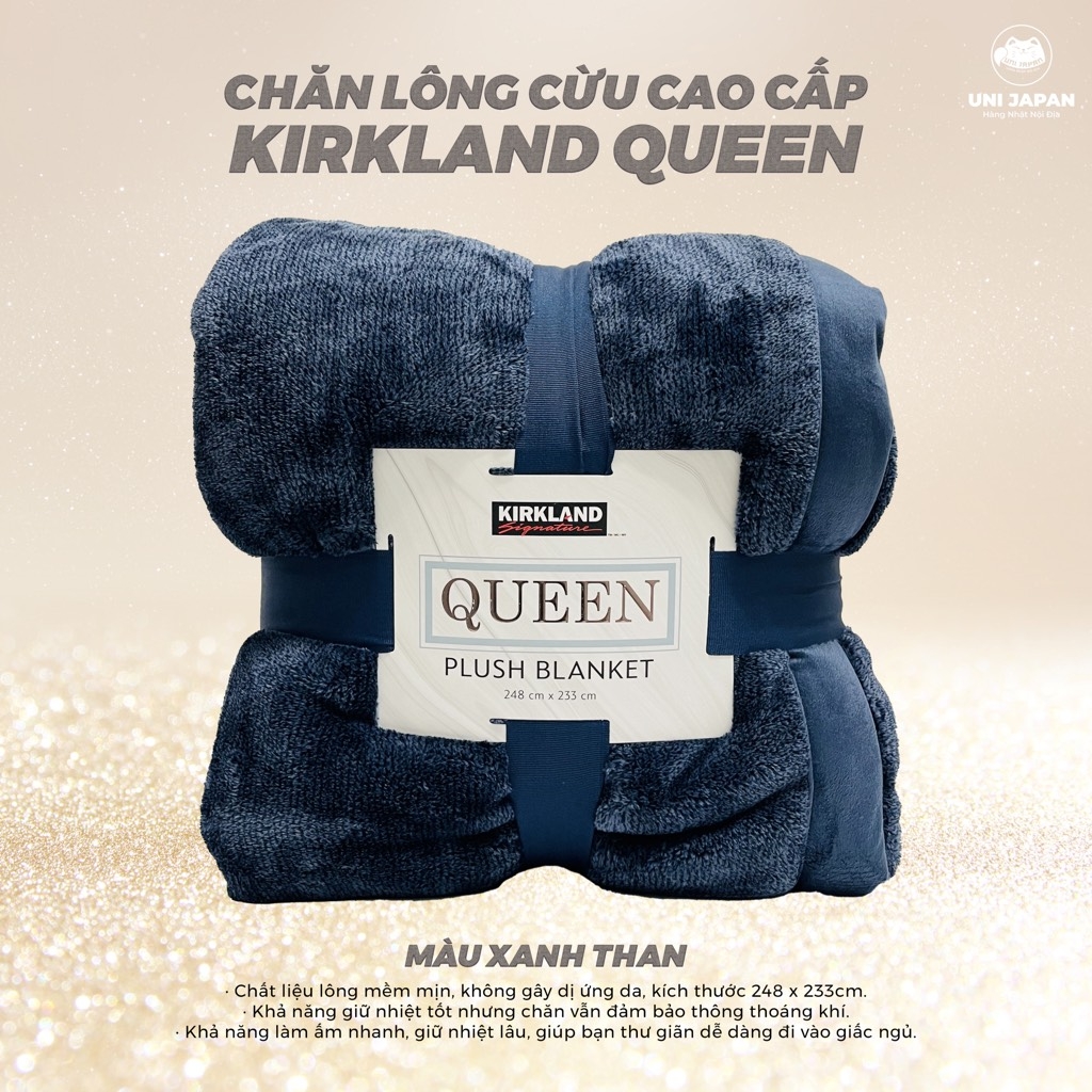 Chăn lông cừu Queen xanh than