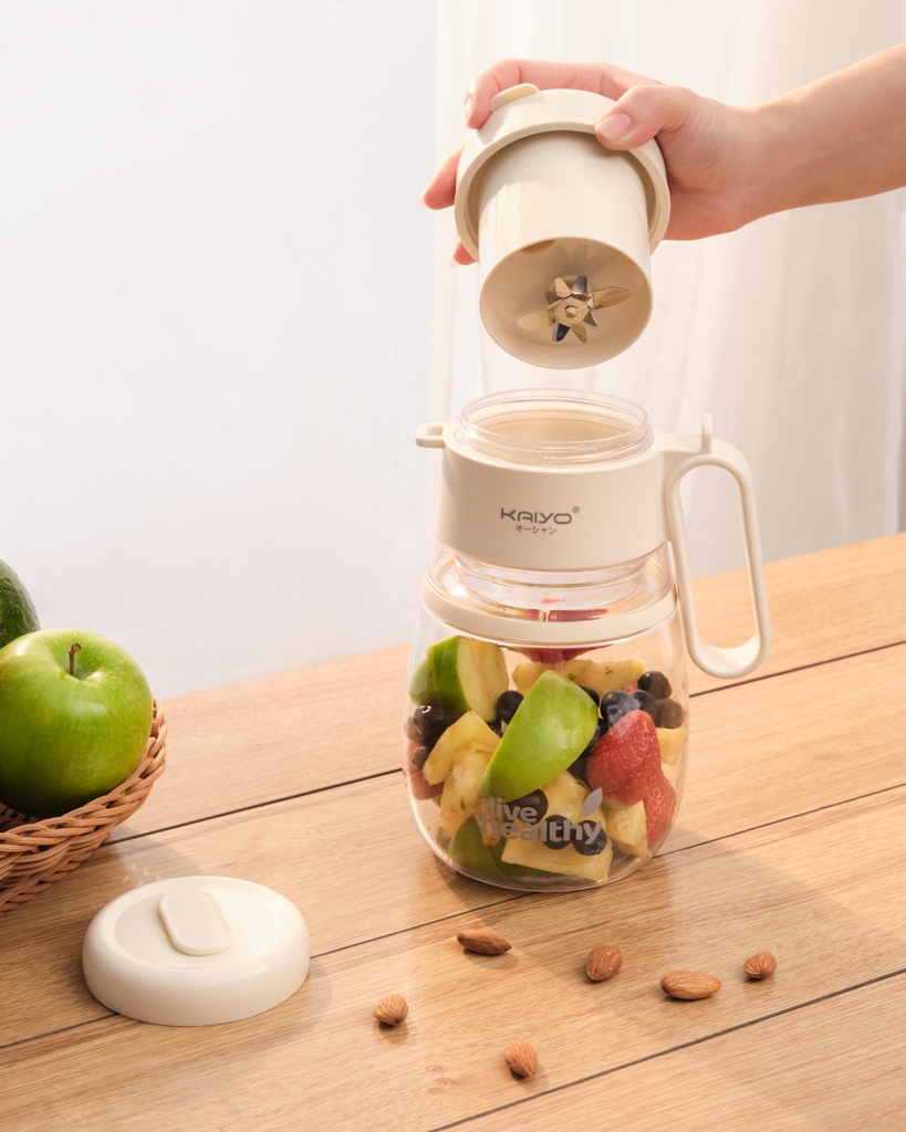 Máy xay sinh tố cầm tay Kaiyo, model KHB-417, dung tích 1000ml, màu trắng be