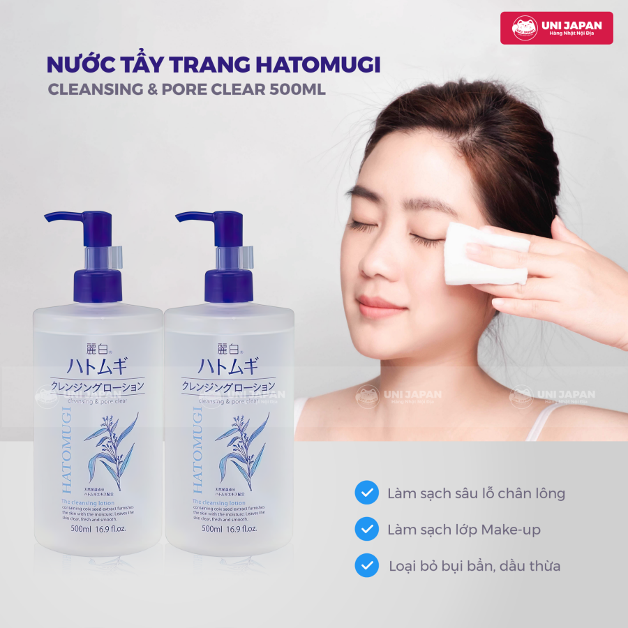 Nước tẩy trang Hatomugi Cleansing & Pore Clear chai 500m