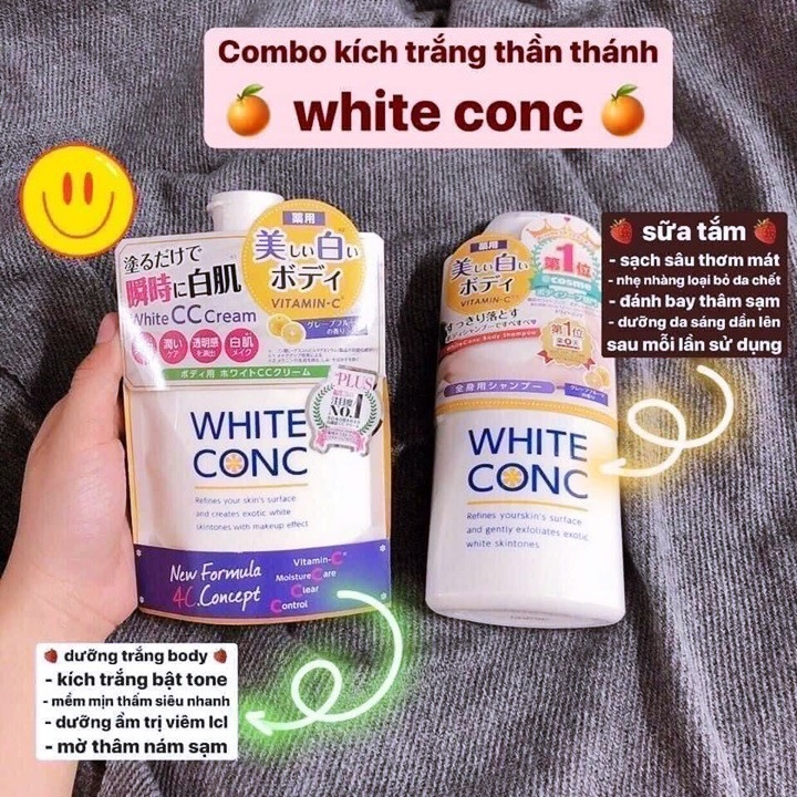 Set sữa tắm + kem dưỡng ngày white conc Nhật Bản