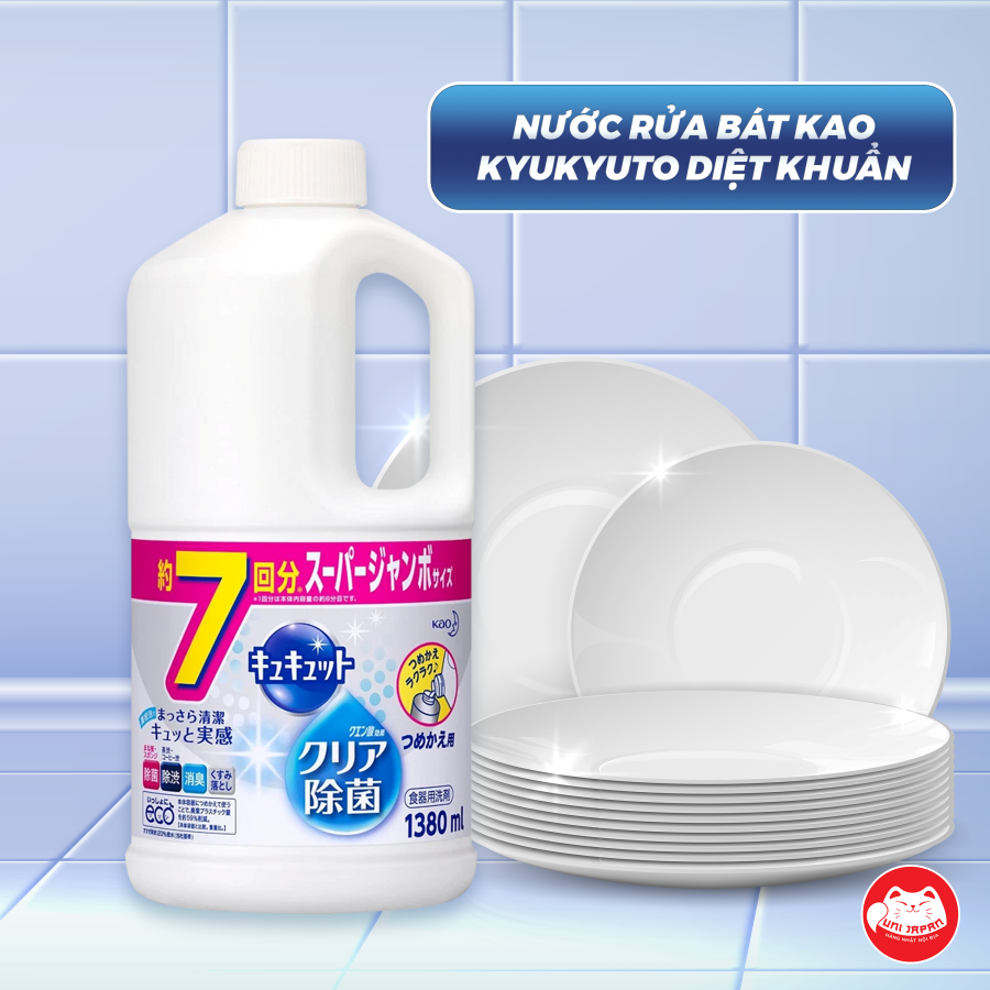 Nước rửa bát Kyukyuto diệt khuẩn 1380ml - Nhật Bản