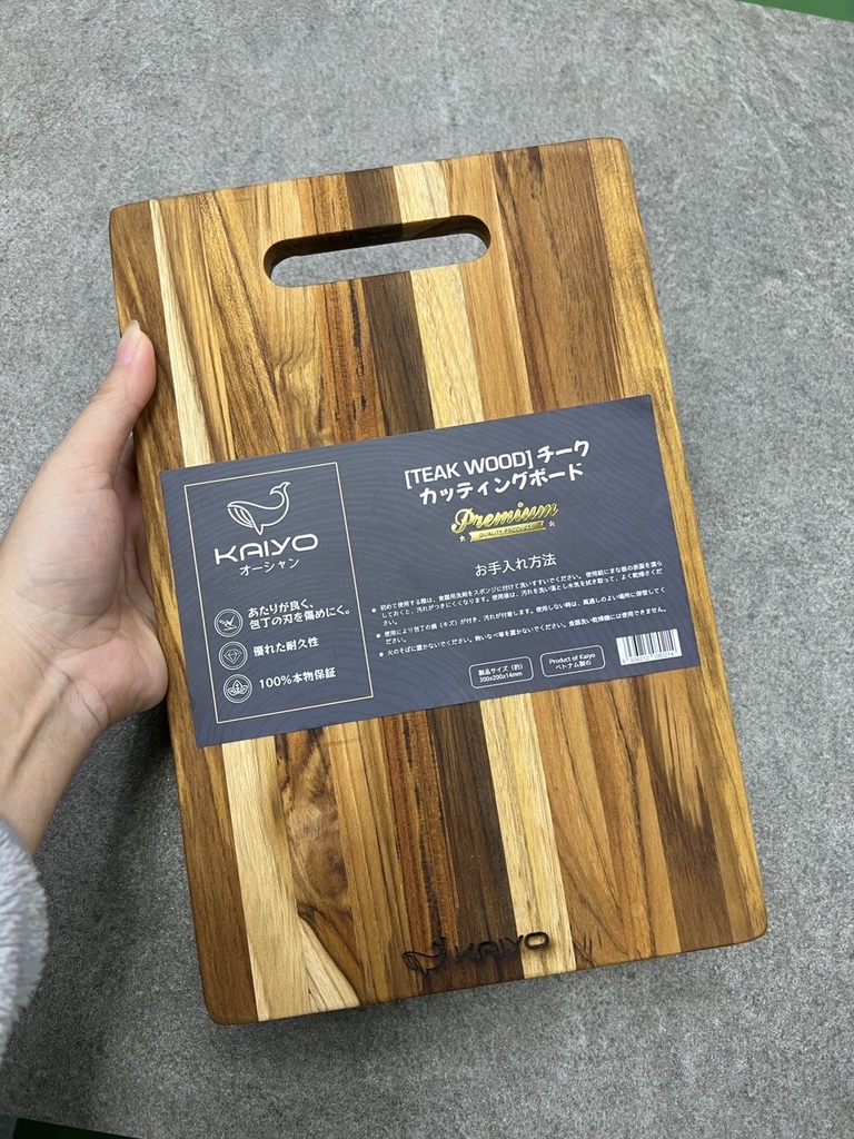 Thớt thái gỗ teak vân ngang hình chữ nhật size S