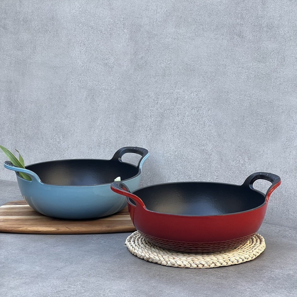 Chảo gang Oceno sâu lòng màu đỏ 20cm