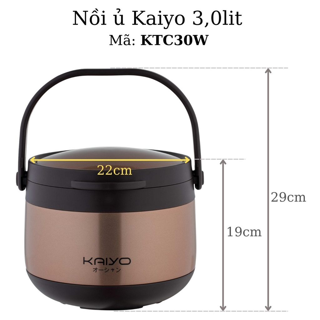 Nồi ủ chân không Kaiyo màu vàng, dung tích 3,0 lít