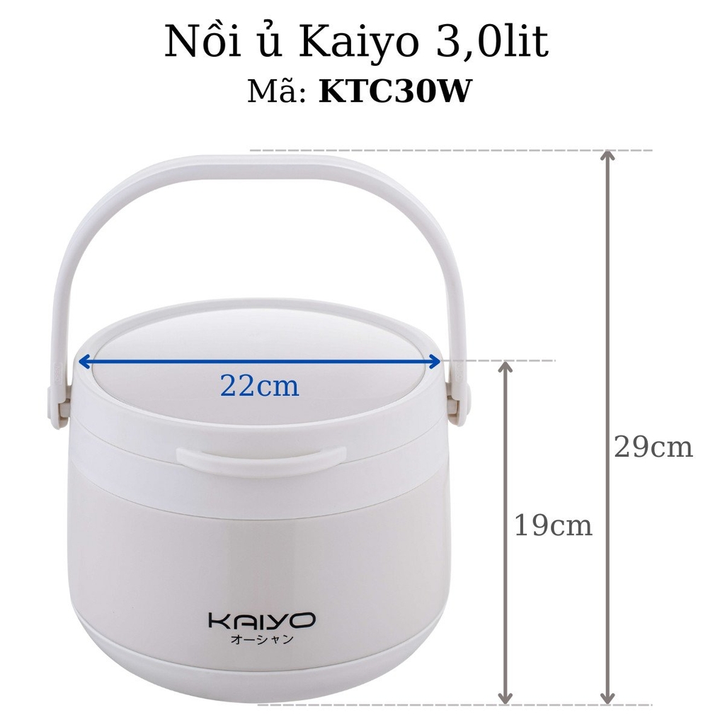 Nồi ủ chân không Kaiyo màu trắng, dung tích 3,0 lít