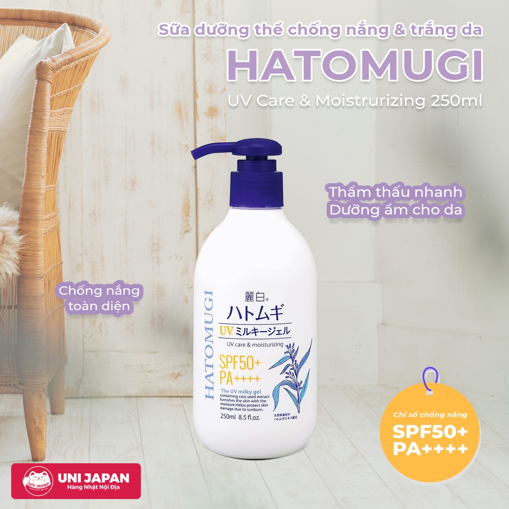 Sữa dưỡng chống nắng trắng da Hatomugi ý dĩ 250ml SPF 50+++