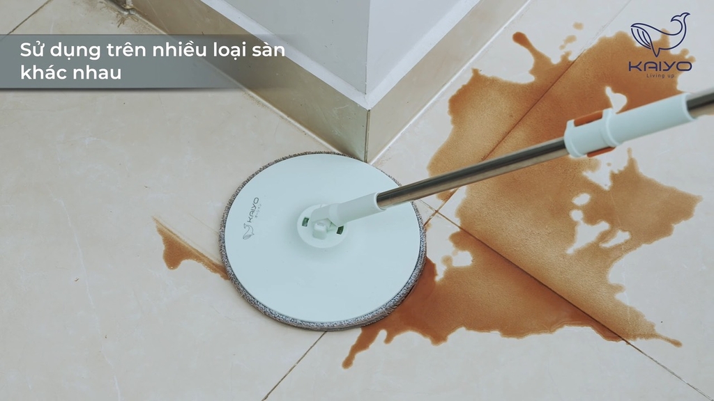 Cây lau nhà thông minh tách nước bẩn Kaiyo màu xanh mint