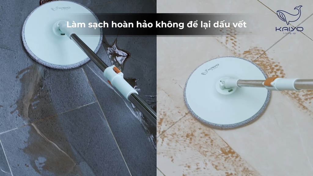 Cây lau nhà thông minh tách nước bẩn Kaiyo màu xanh mint