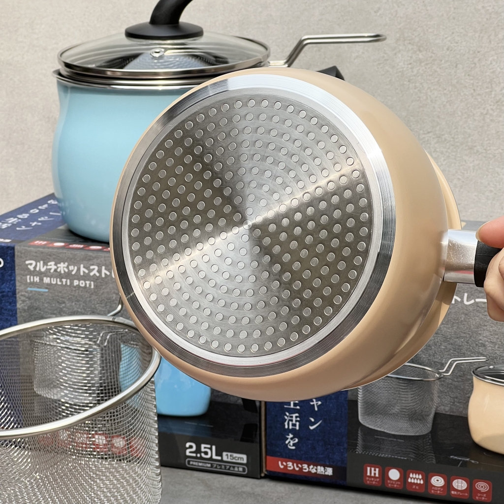 Nồi chiên ngập dầu Kaiyo màu vàng be 15cm