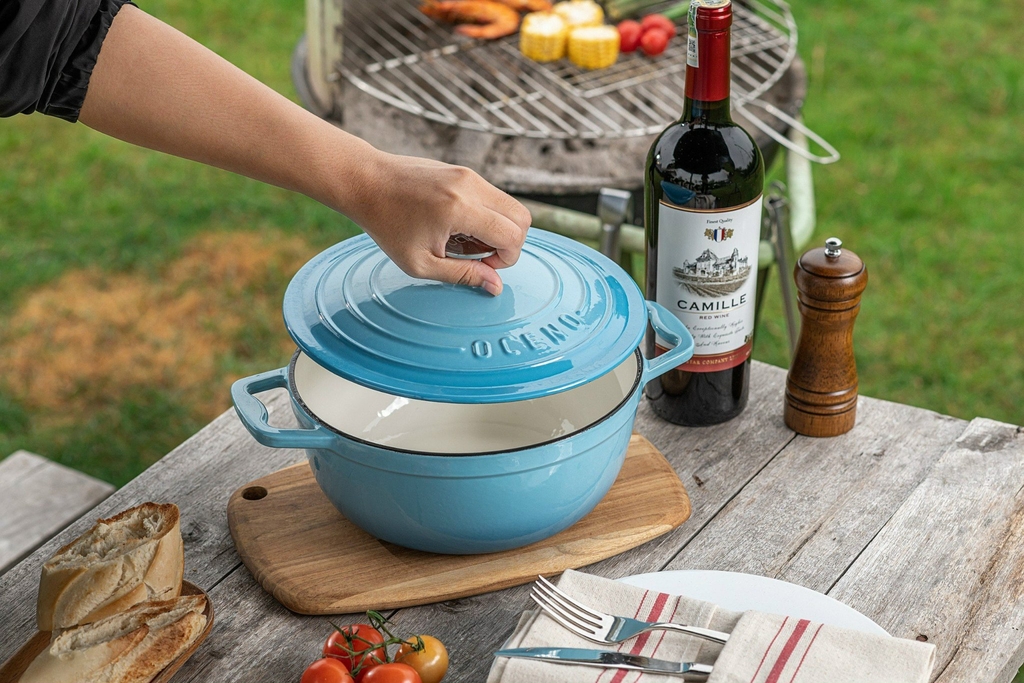 Nồi gang Oceno màu xanh light blue 22cm