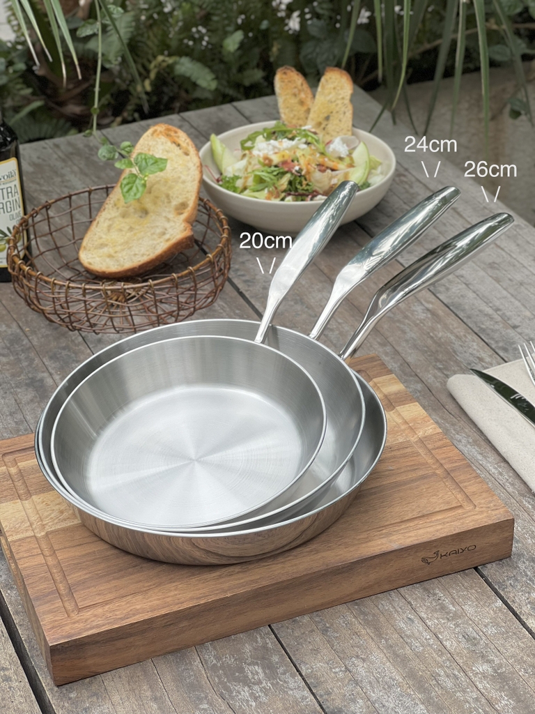 Chảo inox 316 liền khối 5-ply Premium Kaiyo 24cm