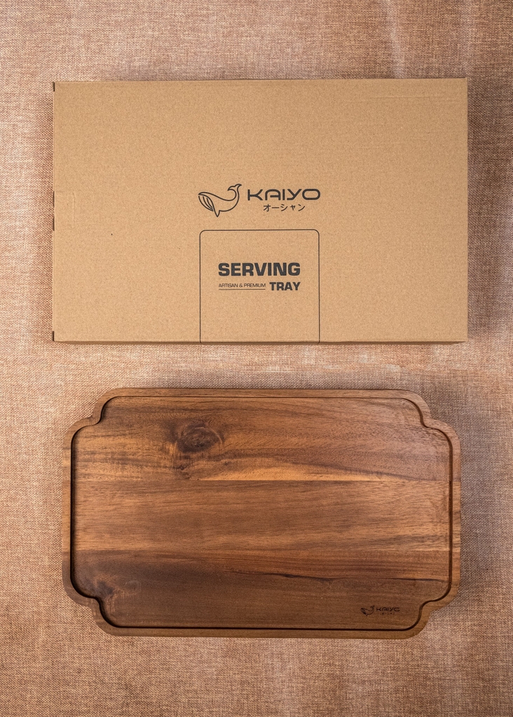 Khay trà bằng gỗ Kaiyo, kích thước 25x40cm