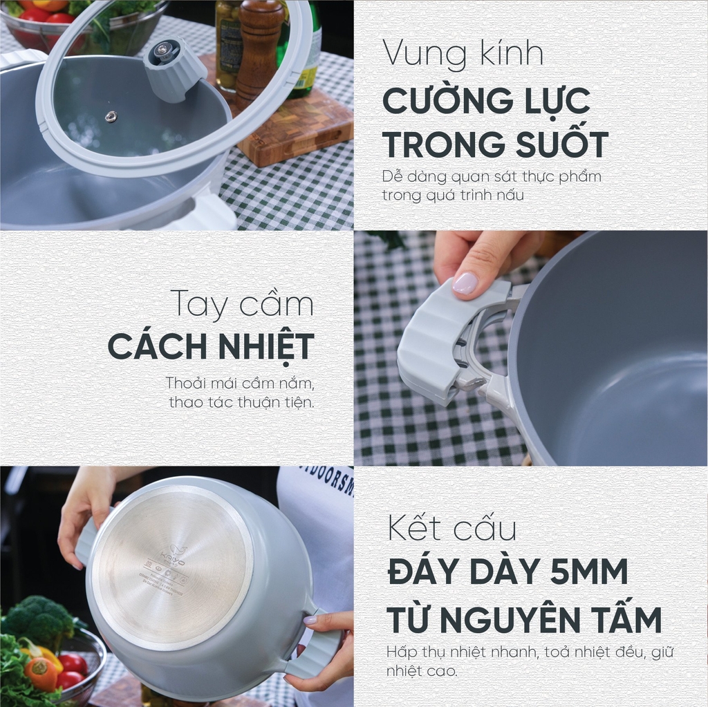 Nồi nhôm đúc full induction Ocean Waves Kaiyo, 24cm