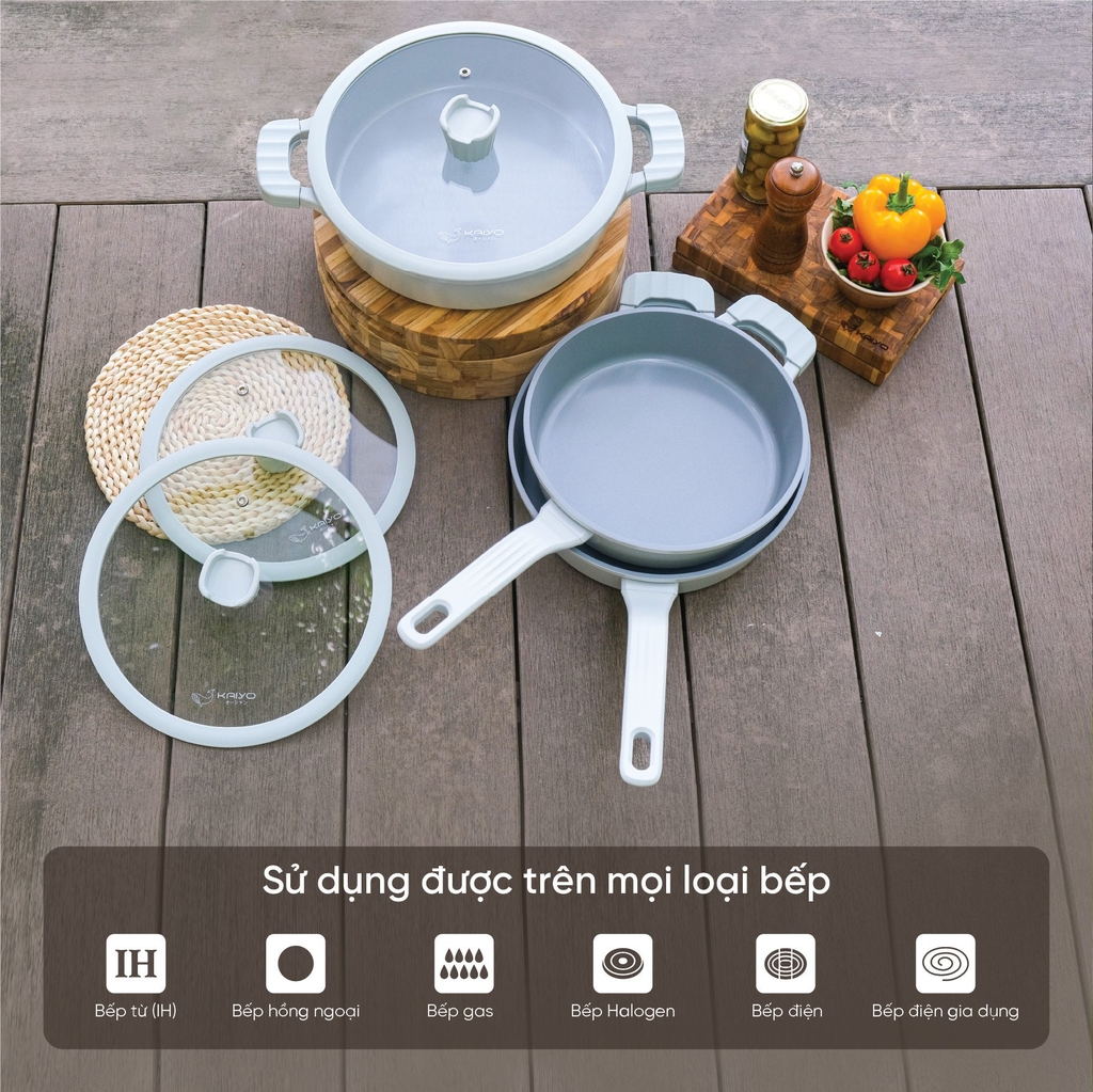 Chảo nhôm đúc full induction Ocean Waves Kaiyo, 24cm